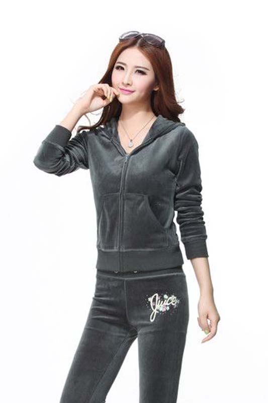 Juicy Couture Pearl Velour Tracksuits Gray